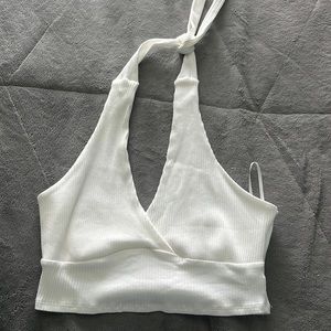 women white halter crop top